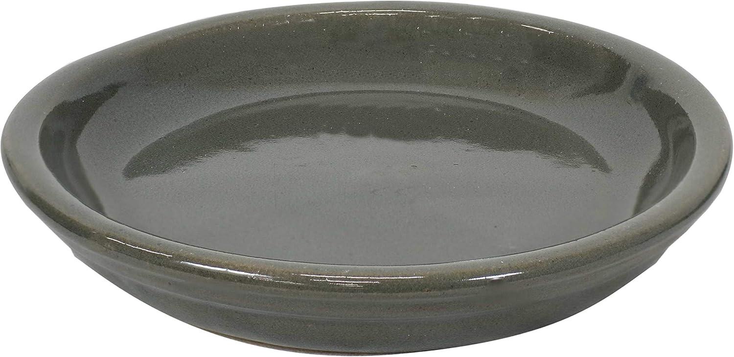 imageSunnydaze 12Inch Ceramic Plant Saucers Plant Drip Trays for Outdoor Planter Flower Pot Drainage Set of 2 Imperial BlueGray