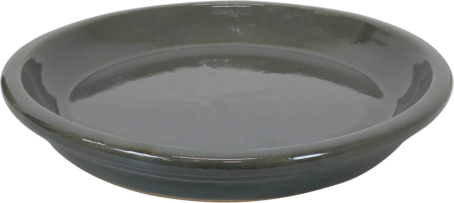 imageSunnydaze 12Inch Ceramic Plant Saucers Plant Drip Trays for Outdoor Planter Flower Pot Drainage Set of 2 Imperial BlueGray