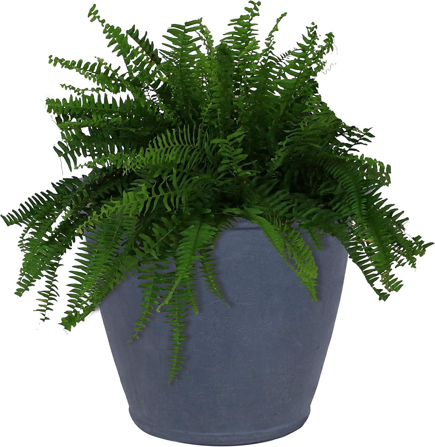 imageSunnydaze 24Inch Anjelica Large Plastic Pot for Plants DoubleWalled Outdoor Polyresin Round Planter Porch Pot with Drillable Drainage Holes Rust 4pkSlate