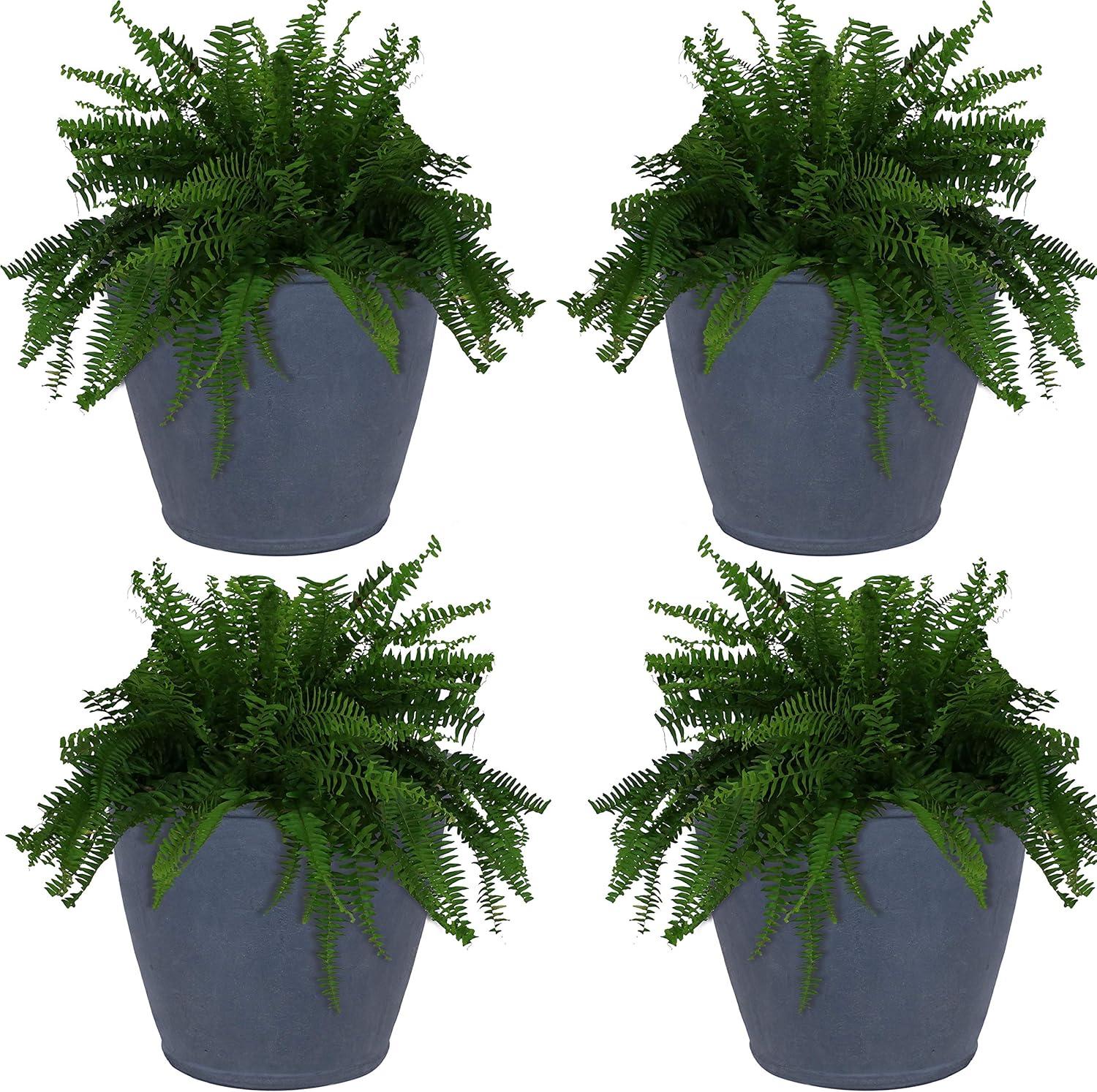 imageSunnydaze 24Inch Anjelica Large Plastic Pot for Plants DoubleWalled Outdoor Polyresin Round Planter Porch Pot with Drillable Drainage Holes Rust 4pkSlate