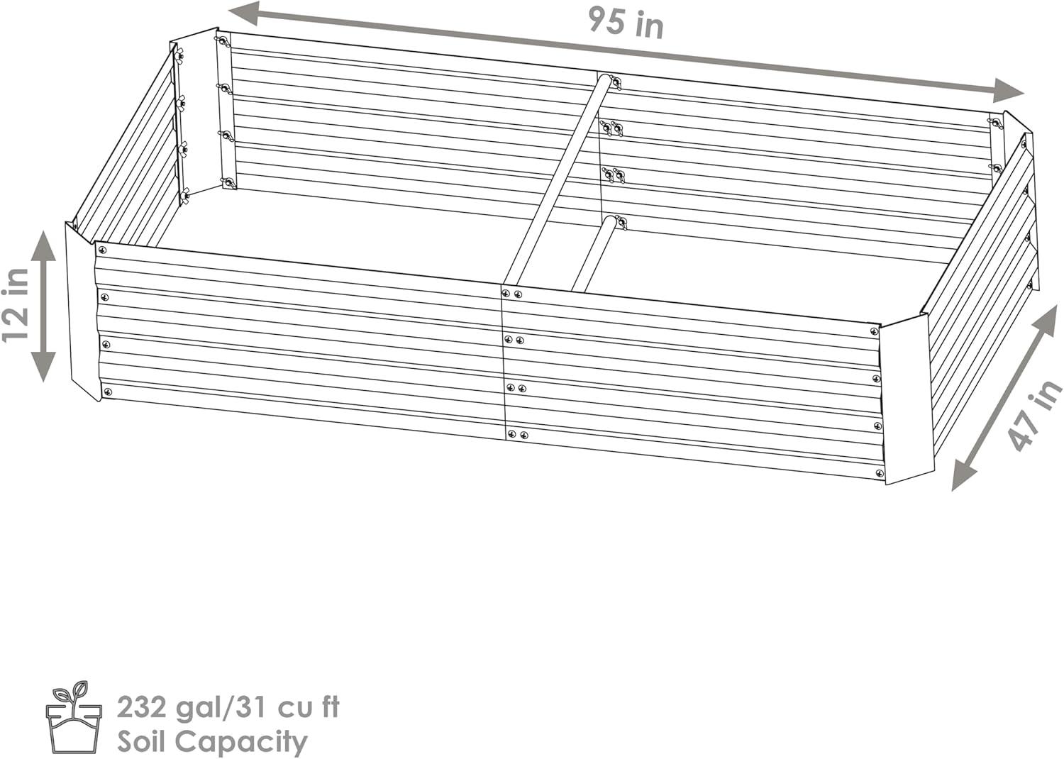 imageSunnydaze 4 x 8 ft Gray Galvanized Steel Rectangular Raised Garden Bed and 6Pack Chicken Wire Plant Protector Cages