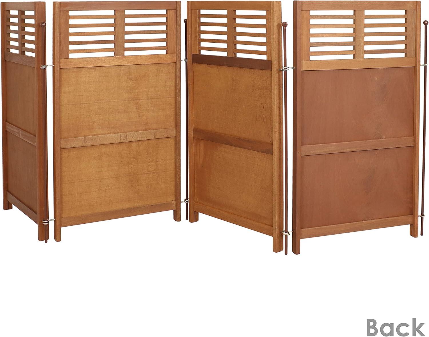 imageSunnydaze 44quot H Folding Outdoor Wood Privacy Screen Portable Outdoor Privacy Screen for The Patio or Deck