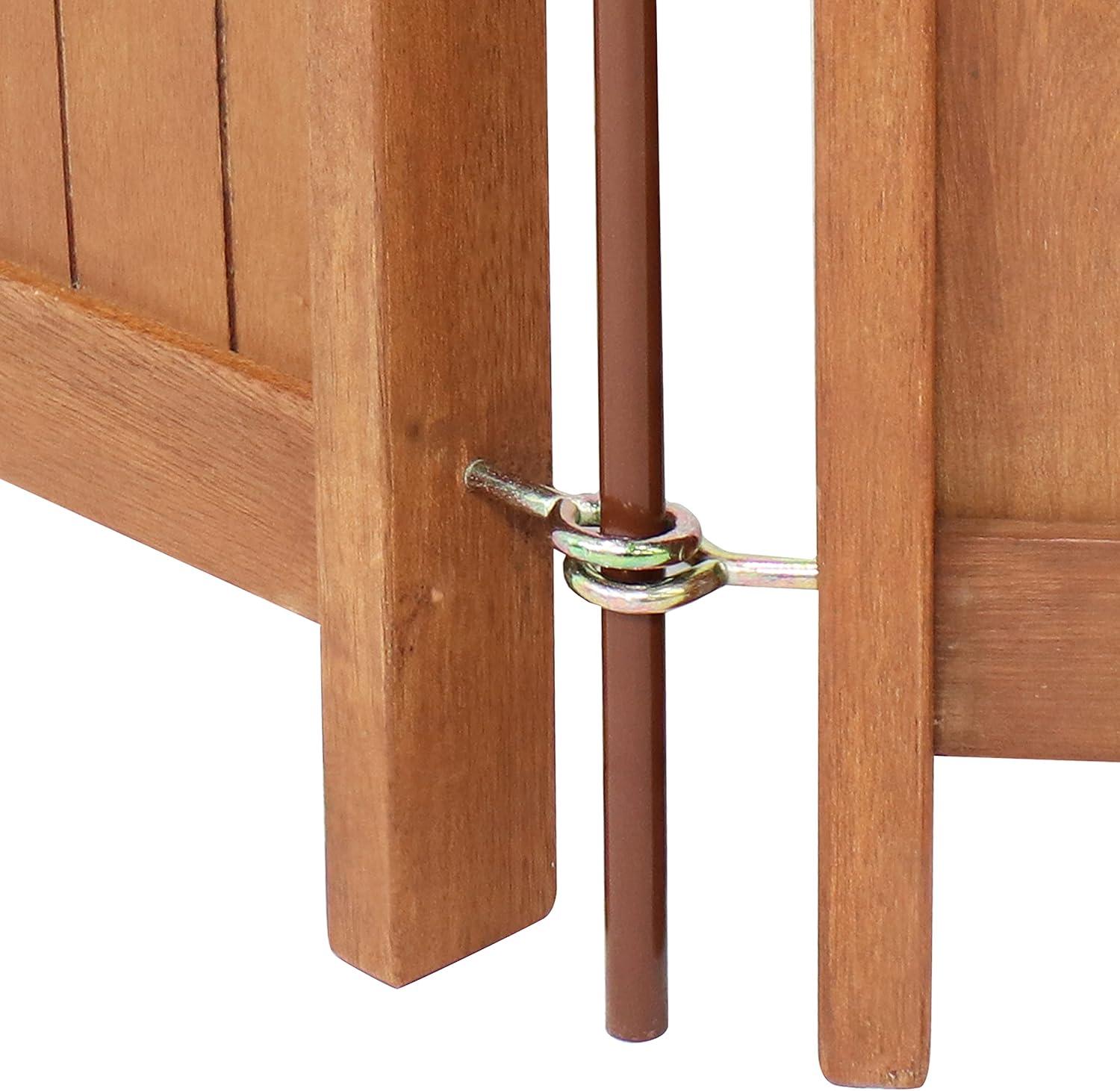 imageSunnydaze 44quot H Folding Outdoor Wood Privacy Screen Portable Outdoor Privacy Screen for The Patio or Deck