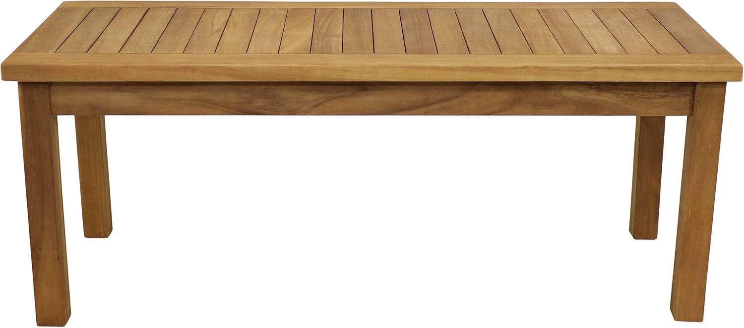 imageSunnydaze 45Inch Solid Teak Rectangular Outdoor Coffee Table Patio Coffee Table for Outside Light Brown Wood Stain Finish