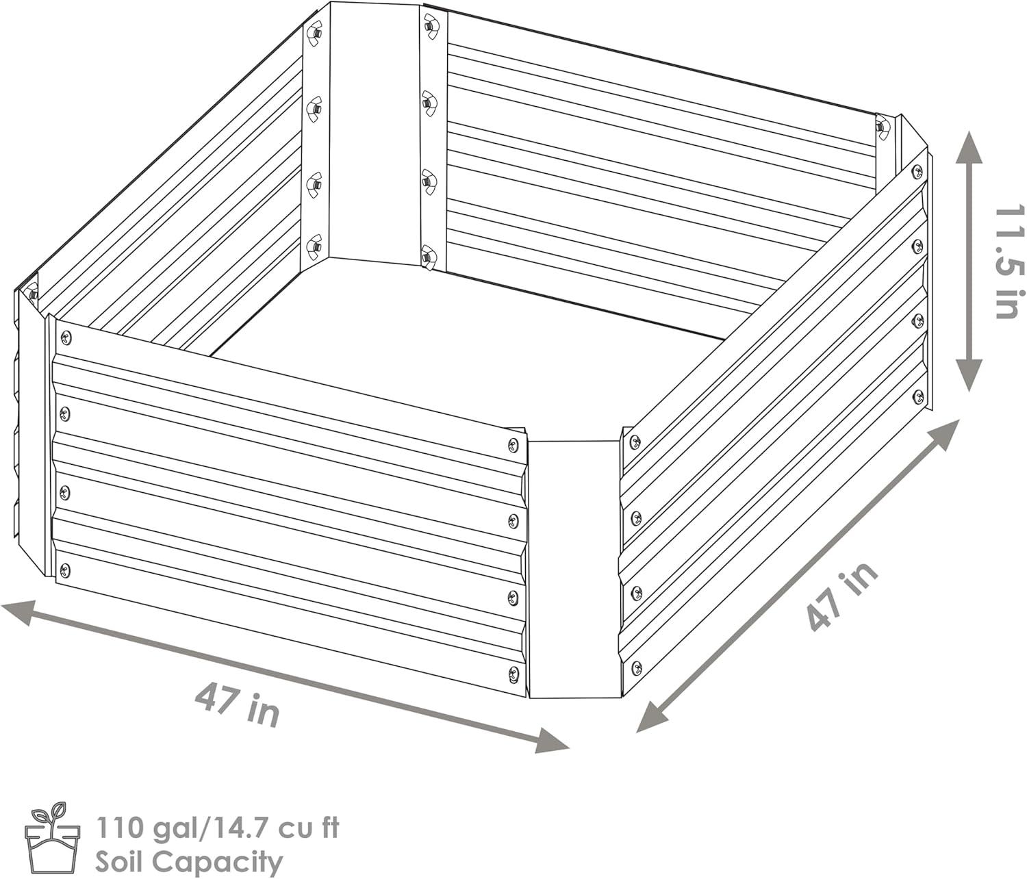 imageSunnydaze 47quot W x 47quot D x 12quot H Silver Galvanized Raised Garden Bed and 6Pack Chicken Wire Plant Protector Cages