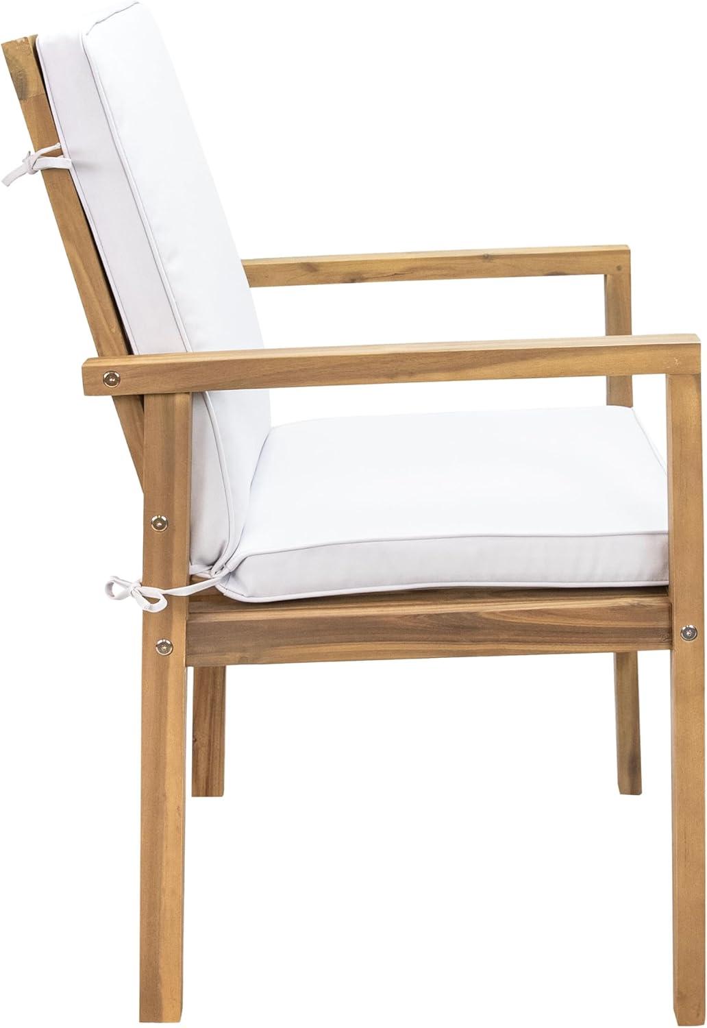 imageSunnydaze 5Piece Outdoor Dining Set Rodanthe Outdoor Table and Chairs for Patio Acacia Wood Patio Dining Set for 4 Cushions Included
