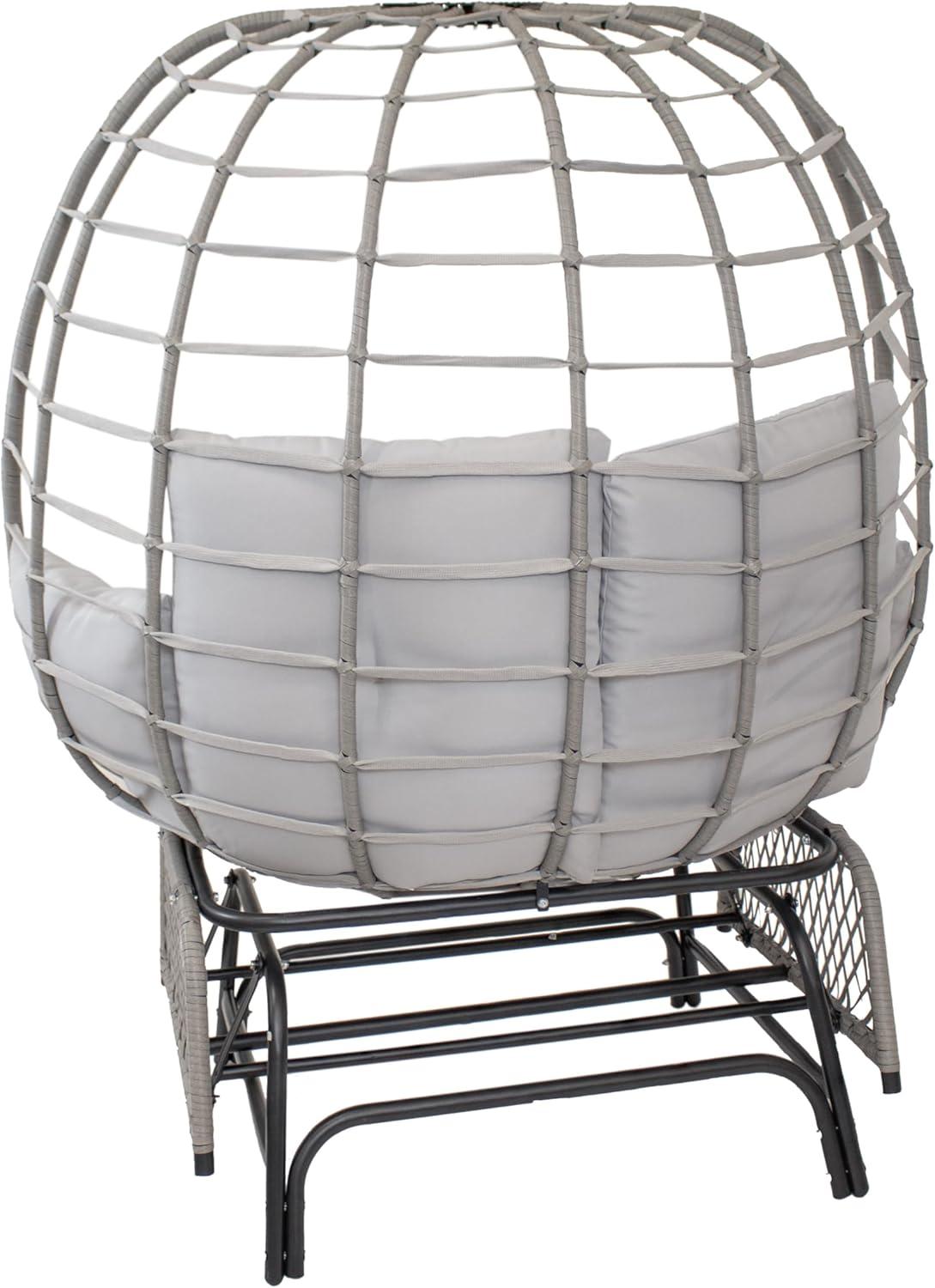 imageSunnydaze Double Outdoor Egg Chair with Legs 2Seat Glider Rocking Egg Chair with Cushions and Pillows Gray