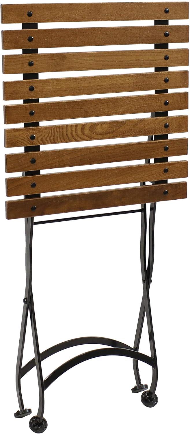 imageSunnydaze European Chestnut Wooden Folding Outdoor Adirondack End Table Square Side Table for Patio with Steel Frame BrownBrown