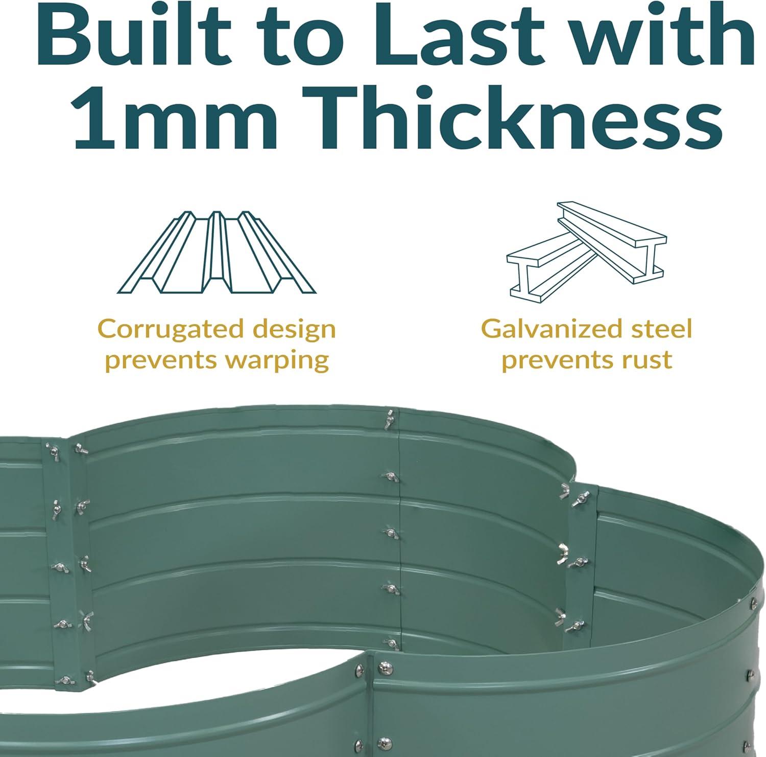 imageSunnydaze Galvanized Raised Garden Bed Metal Raised Bed for Gardening Outdoor Planter Box for Flowers Plants and Vegetables Green 12 H Clover