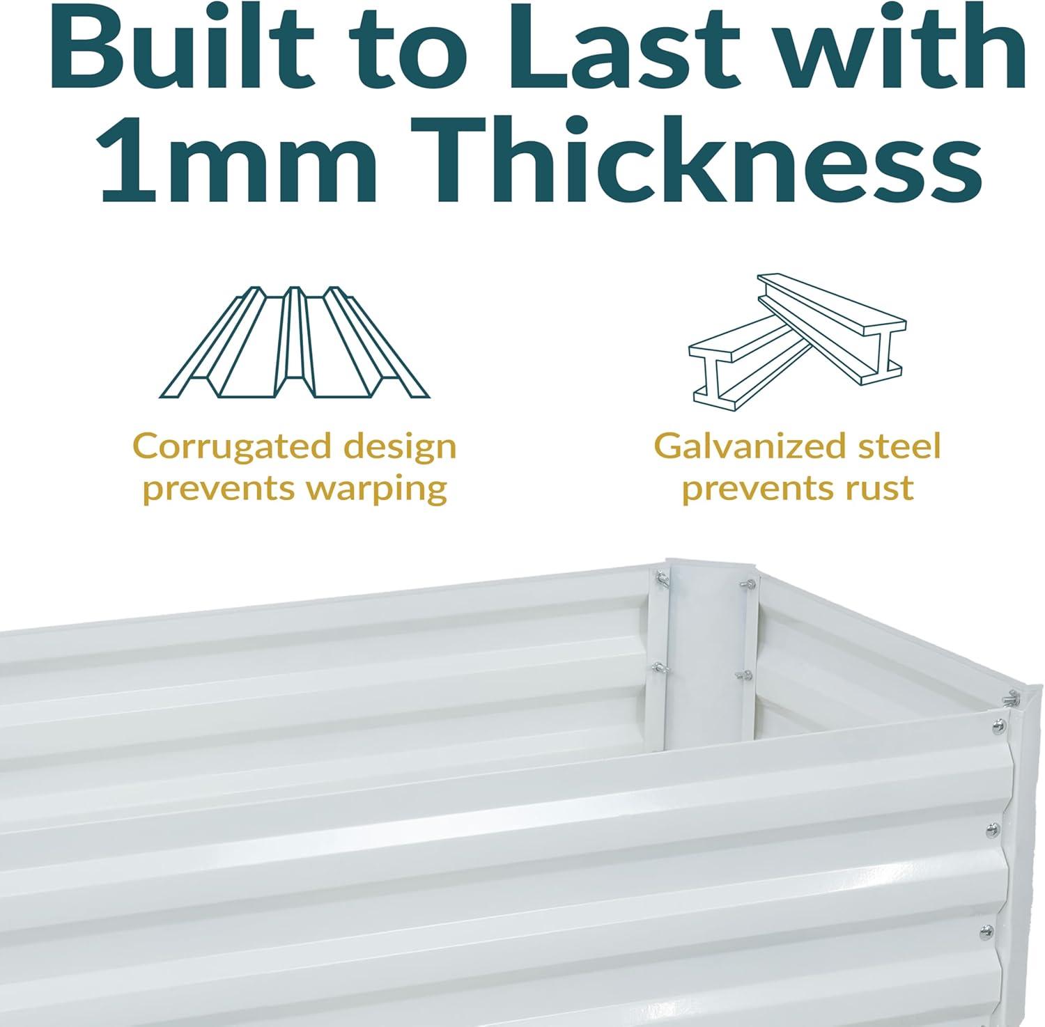 imageSunnydaze Galvanized Raised Garden Bed Metal Raised Bed for Gardening Outdoor Planter Box for Flowers Plants and Vegetables Ivory White 48quot W x 24quot D x 12quot H Rectangle