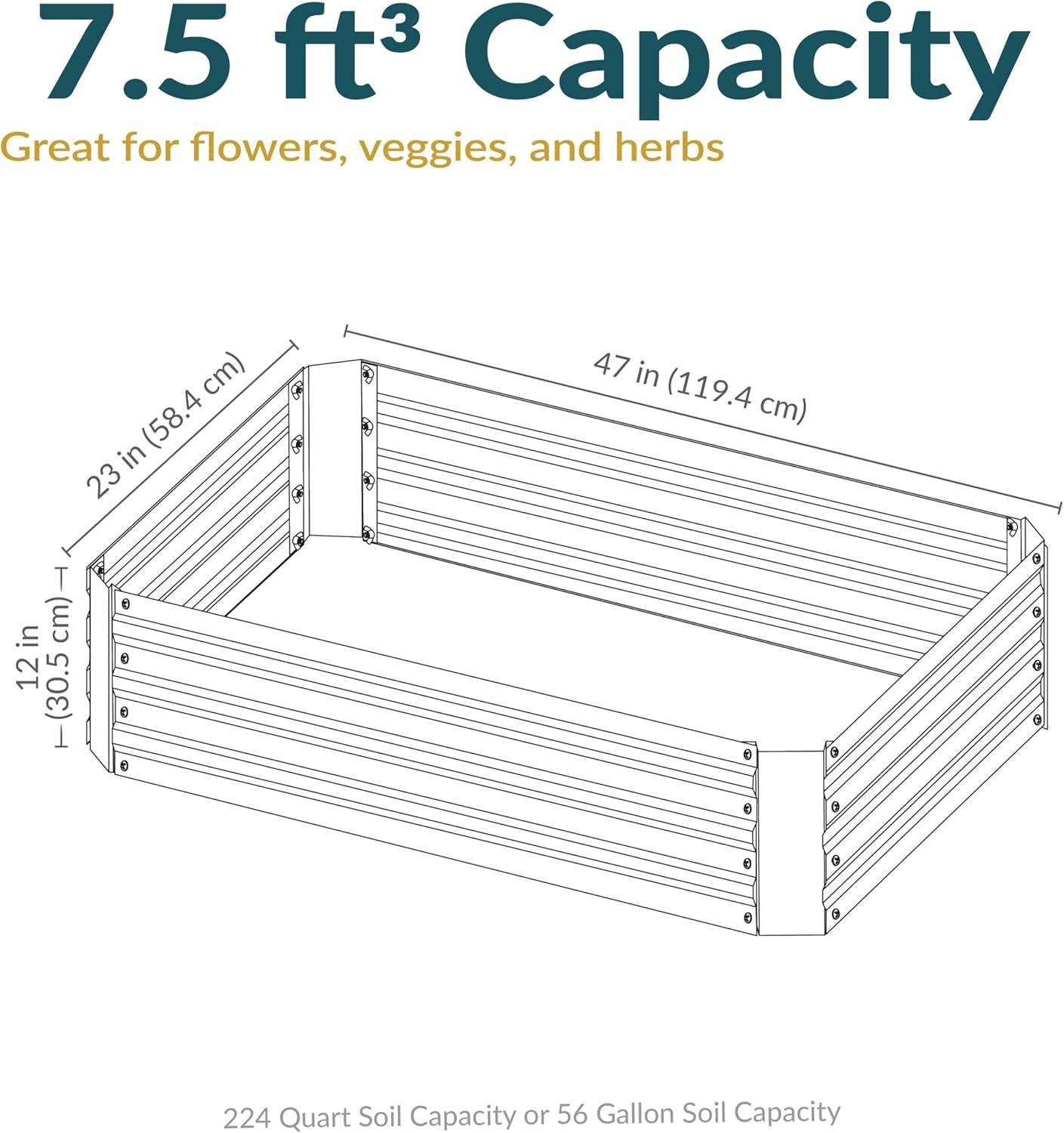 imageSunnydaze Galvanized Raised Garden Bed Metal Raised Bed for Gardening Outdoor Planter Box for Flowers Plants and Vegetables Ivory White 48quot W x 24quot D x 12quot H Rectangle