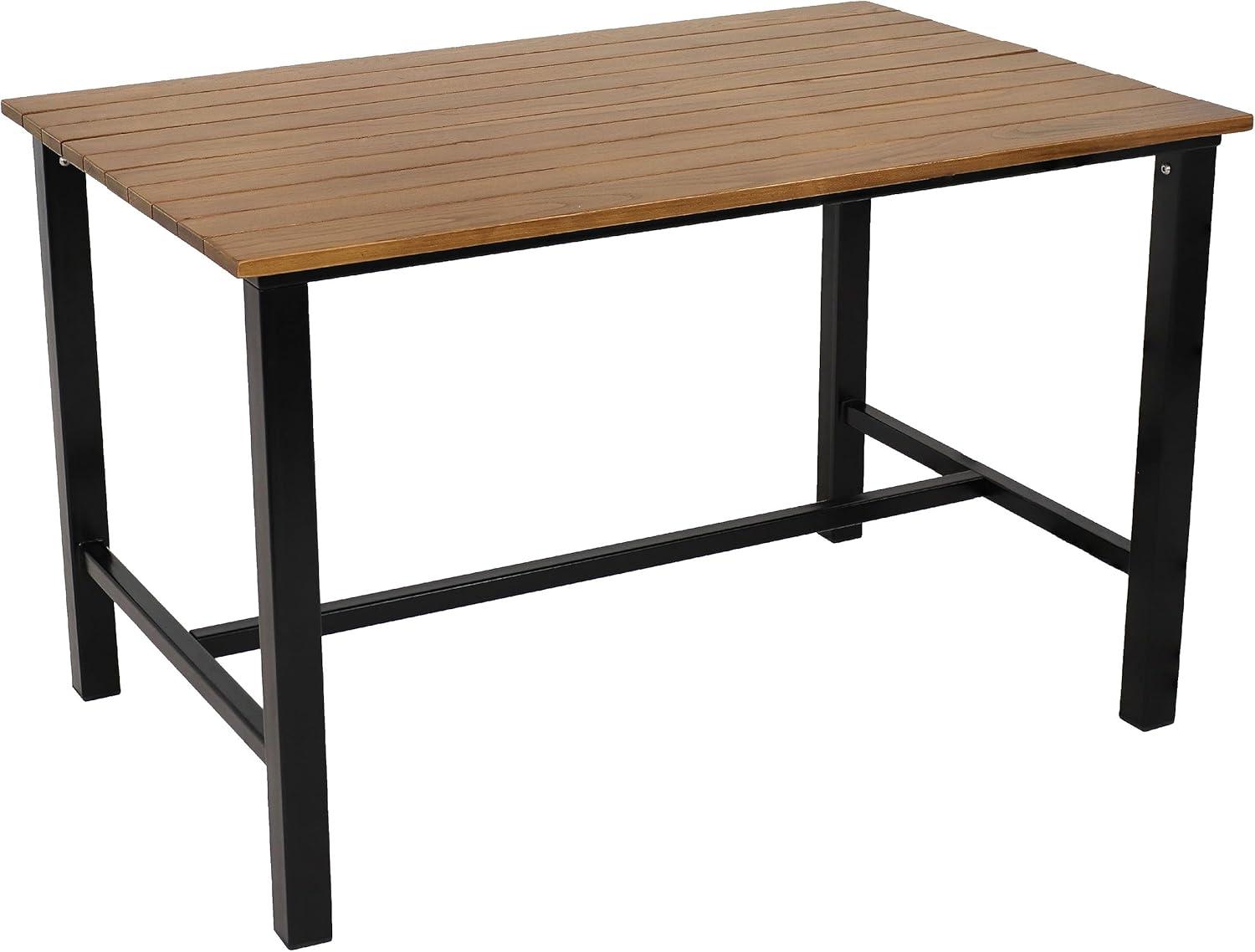 imageSunnydaze Indoor or Outdoor 3Piece Dining Table Set European Chestnut Patio Dining Table with Benches 4725Inch x 1525Inch