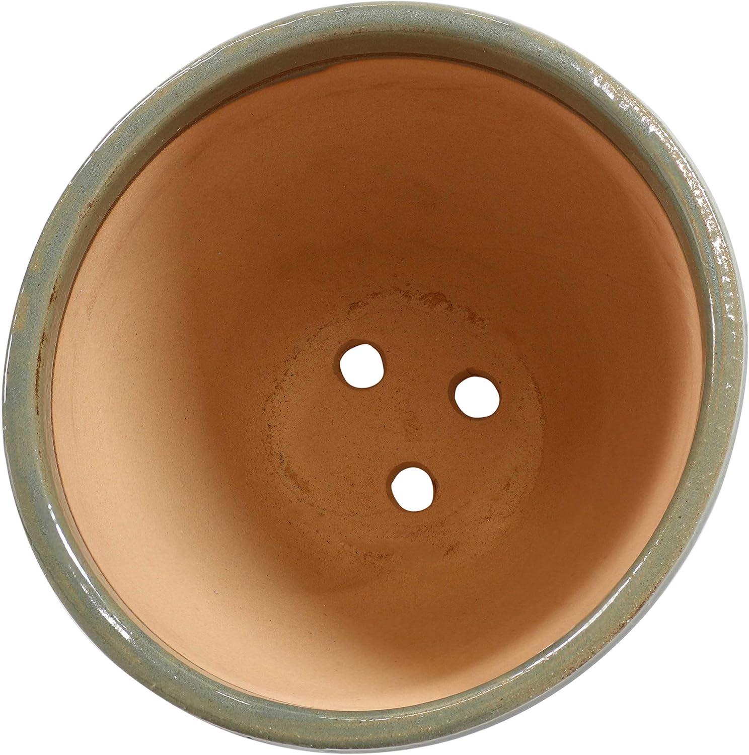 imageSunnydaze Large Ceramic Plant Pot Round Outdoor Glazed Ceramic Planter Pot with Drainage Studio Imperial Blue 185quotGray