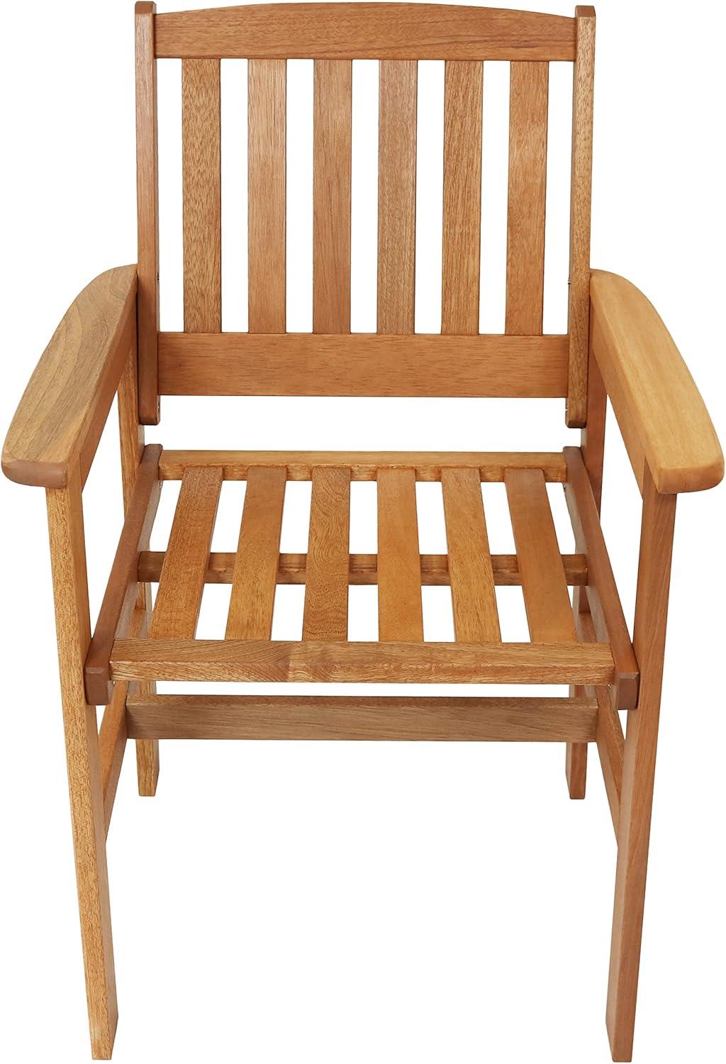 imageSunnydaze Meranti Wood 3Piece Outdoor Patio Conversation Set 2 Chairs and 1 Table Teak Oil Finish