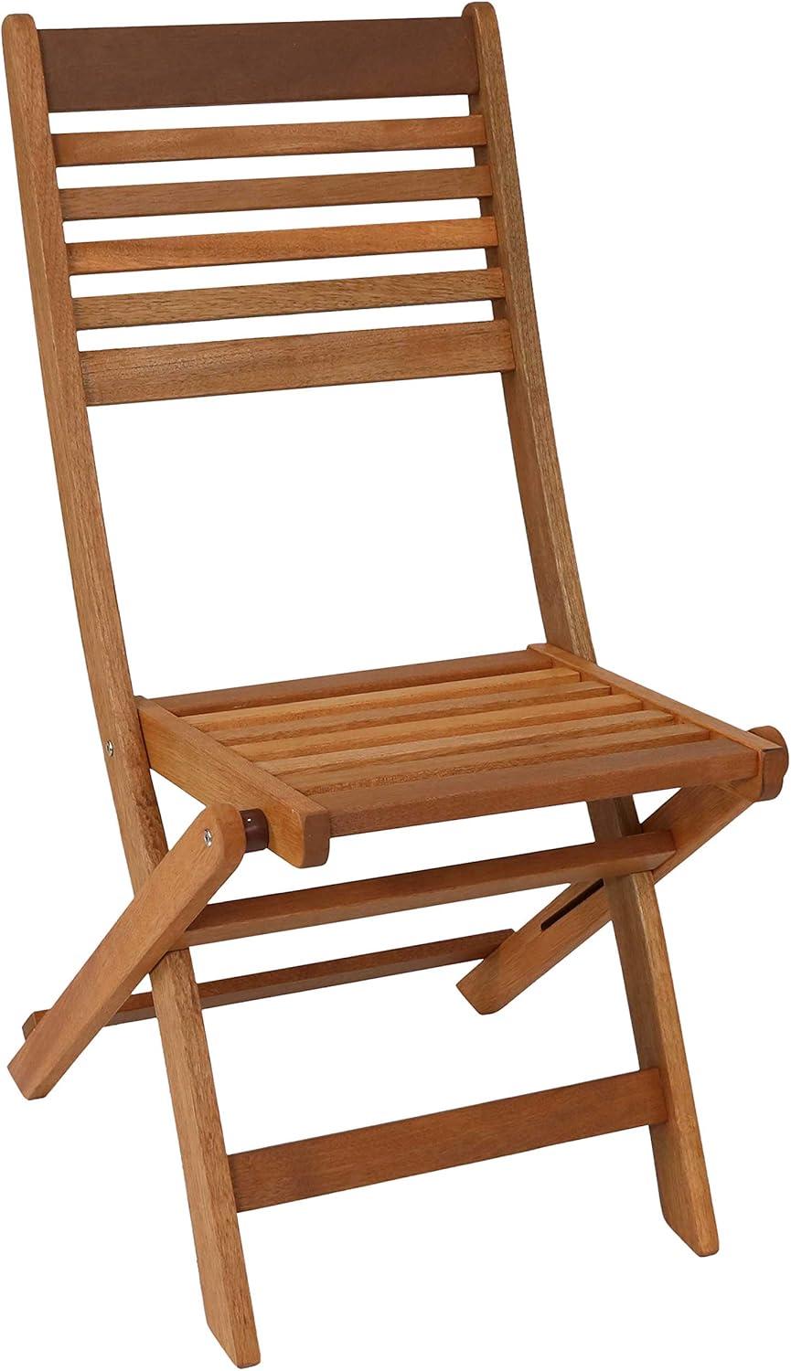 imageSunnydaze Meranti Wood Outdoor Folding Patio Chairs Set of 2 Teak Oil Finish