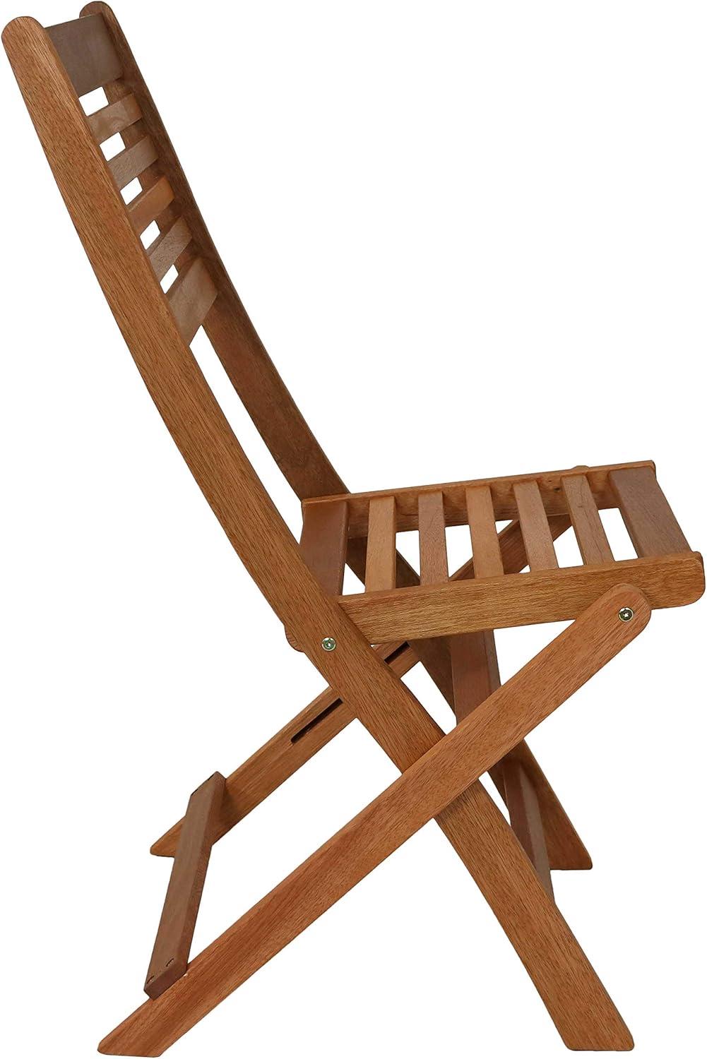 imageSunnydaze Meranti Wood Outdoor Folding Patio Chairs Set of 2 Teak Oil Finish