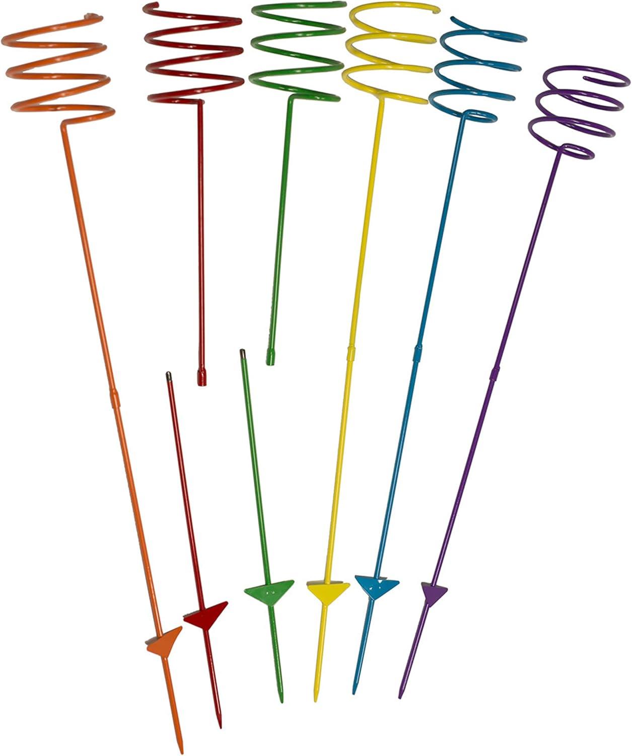 imageSunnydaze Outdoor Cup Holders for Yard HeavyDuty Outdoor Drink Holder Stakes Set of 6 MulticoloredRainbow