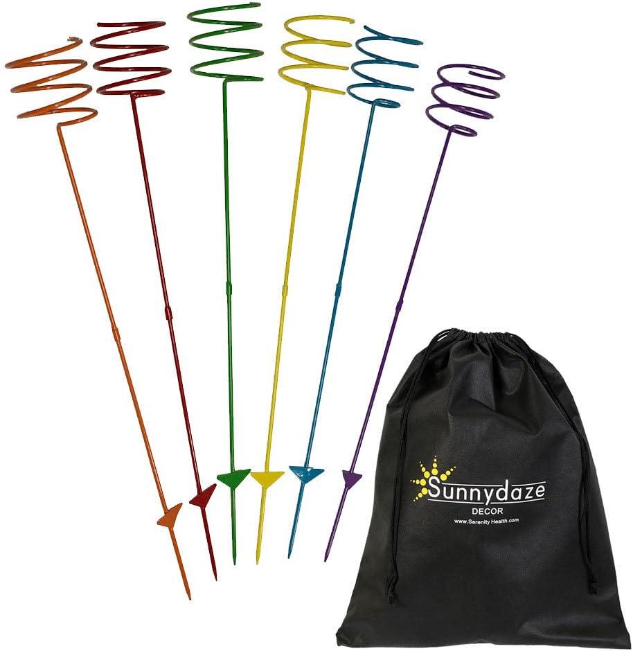 imageSunnydaze Outdoor Cup Holders for Yard HeavyDuty Outdoor Drink Holder Stakes Set of 6 MulticoloredRainbow