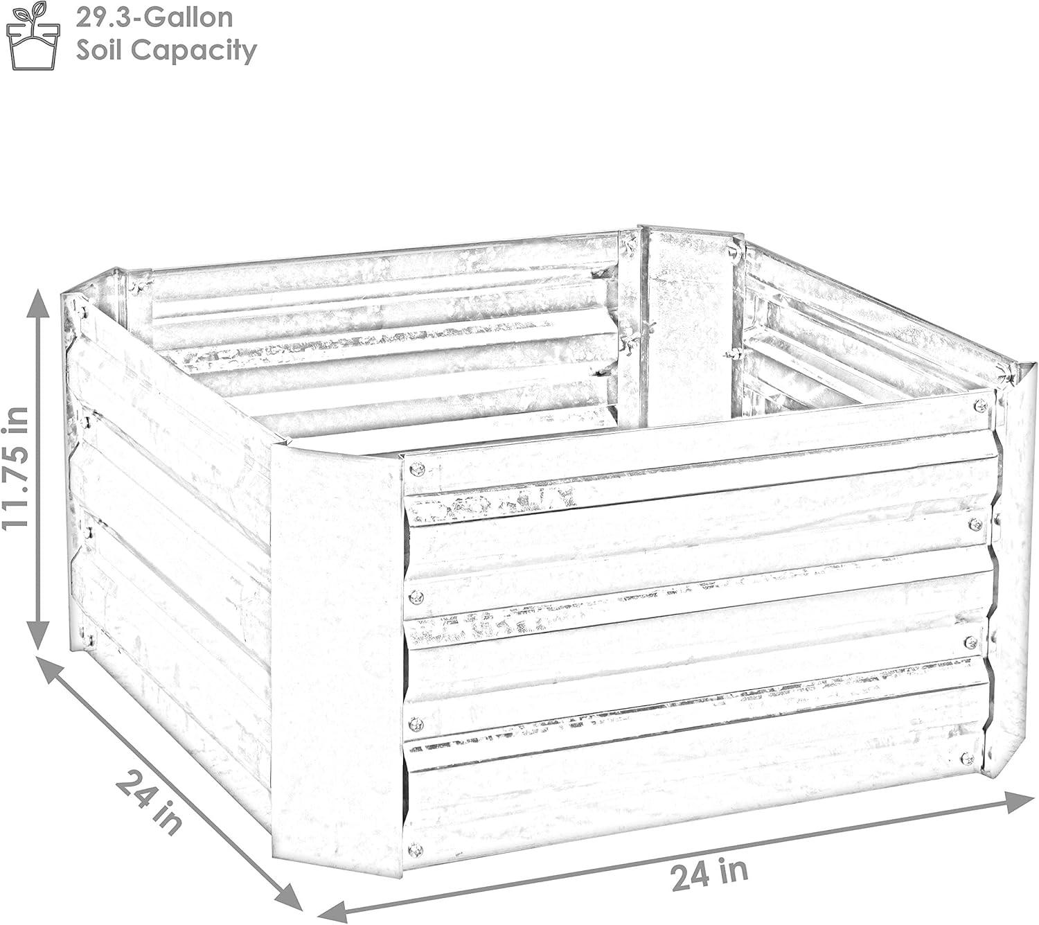 imageSunnydaze Raised Corrugated Galvanized Steel Metal Garden Beds Bundle 48Inch x 1175Inch Rectangle Planter and 24Inch x 1175Inch Square Planters for Plants Vegetables and Flowers Silver