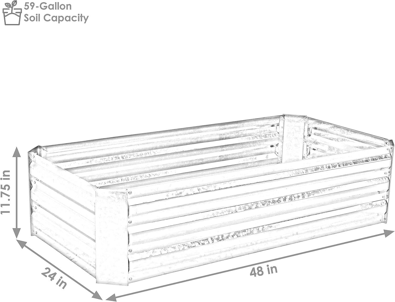 imageSunnydaze Raised Corrugated Galvanized Steel Metal Garden Beds Bundle 48Inch x 1175Inch Rectangle Planter and 24Inch x 1175Inch Square Planters for Plants Vegetables and Flowers Silver
