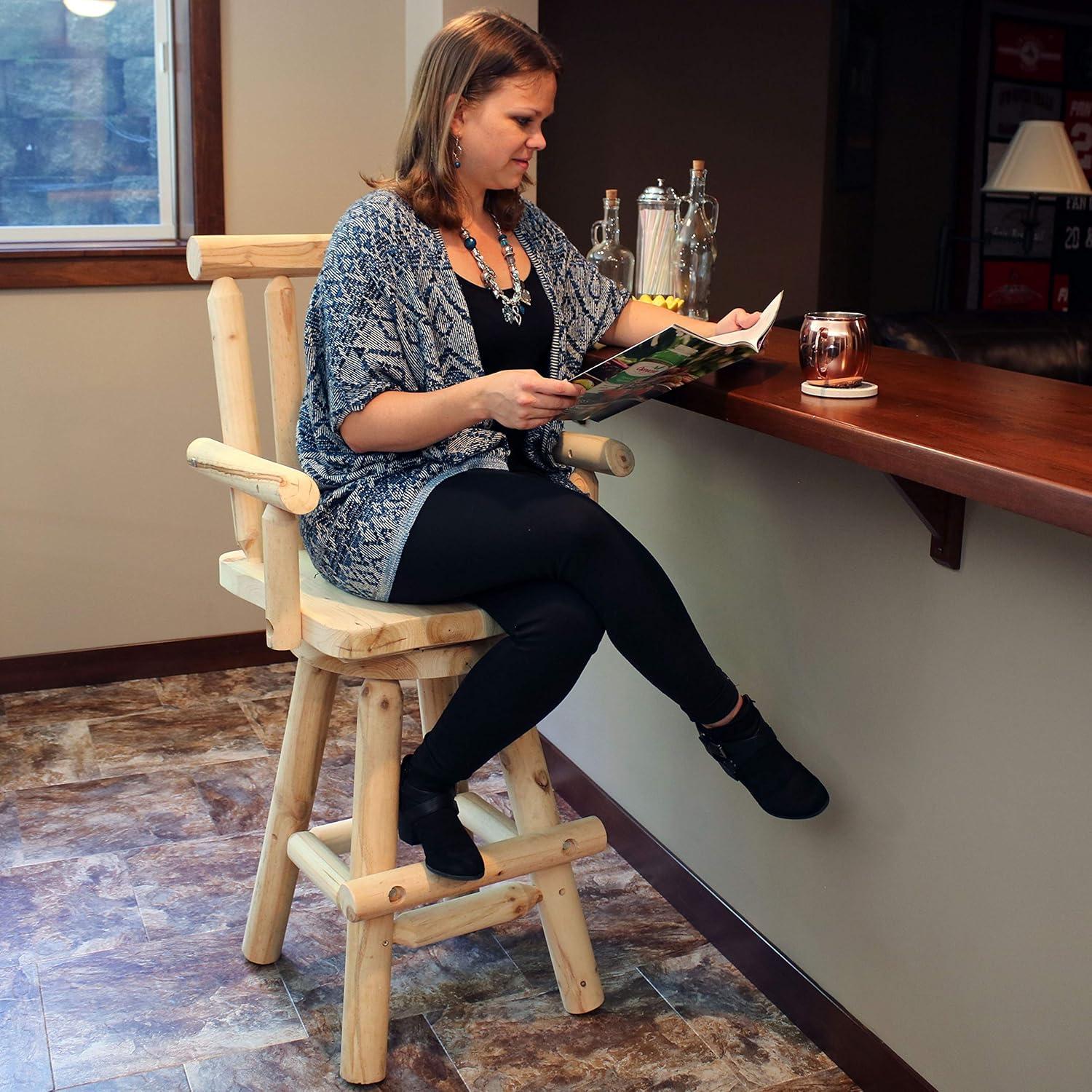 imageSunnydaze Rustic Bar Stool Light Brown Fir Wood Construction 4Foot1