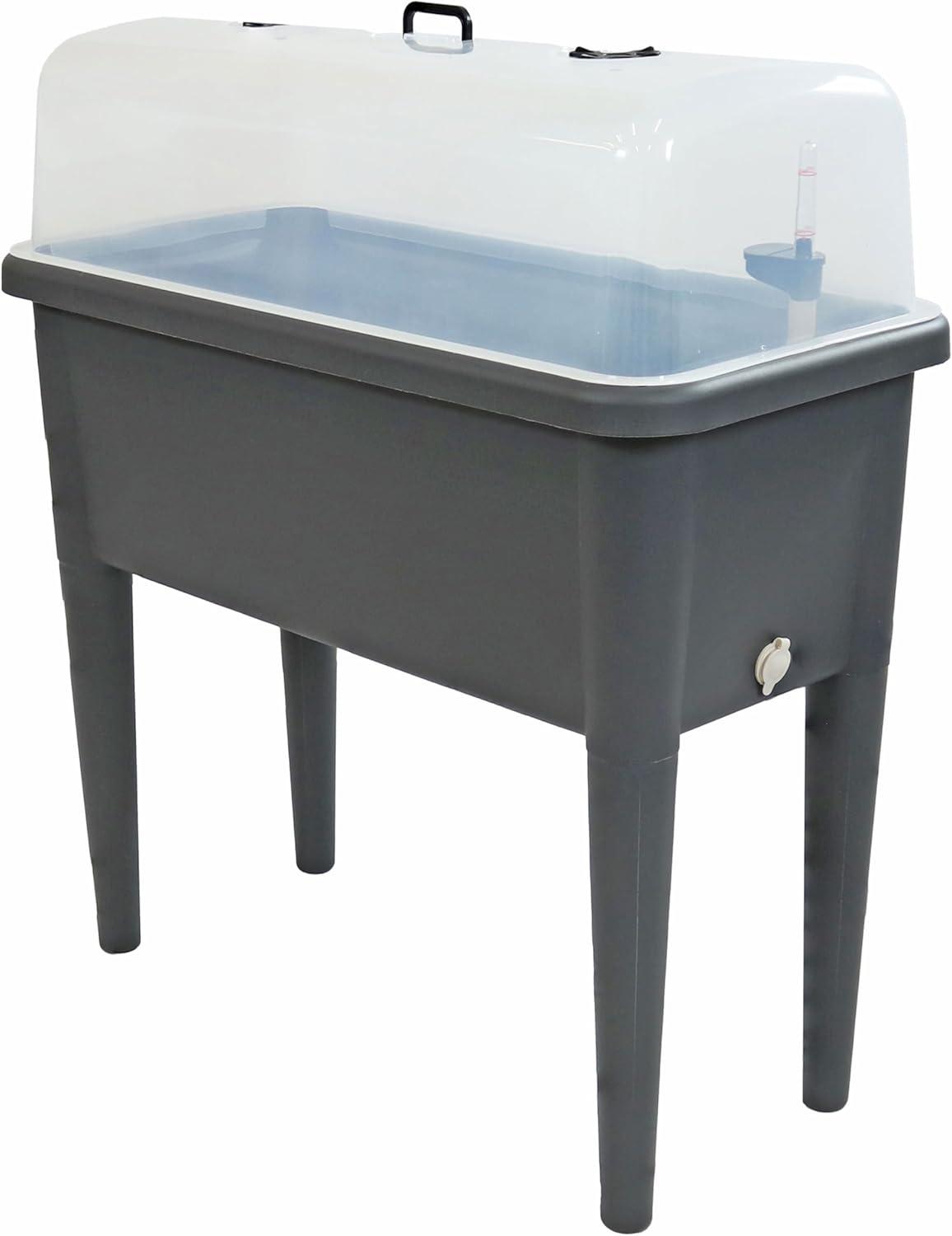 imageSunnydaze SelfWatering Raised Garden Bed with Cover Includes Water Tube Polypropylene Construction Gray