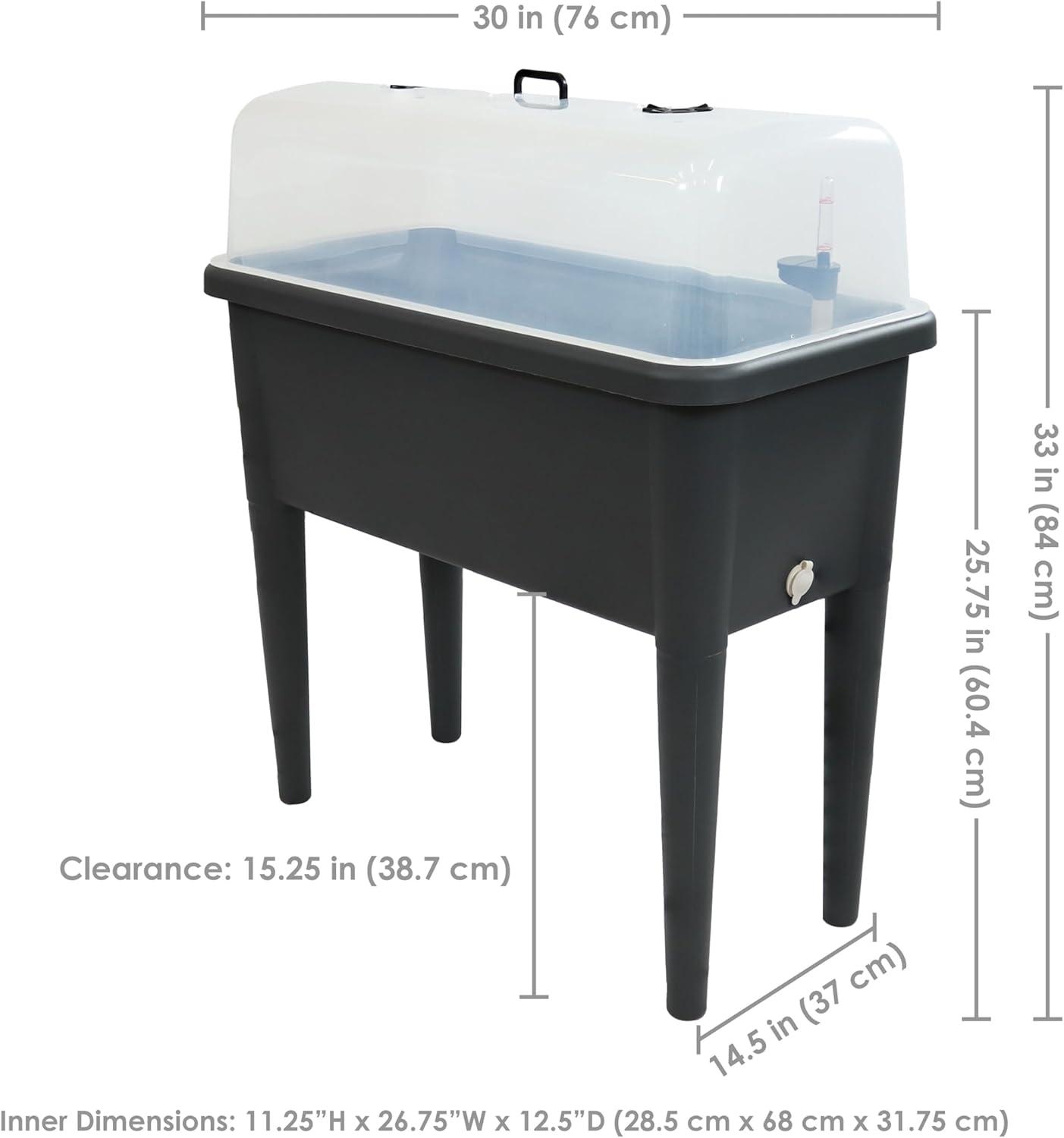 imageSunnydaze SelfWatering Raised Garden Bed with Cover Includes Water Tube Polypropylene Construction Gray