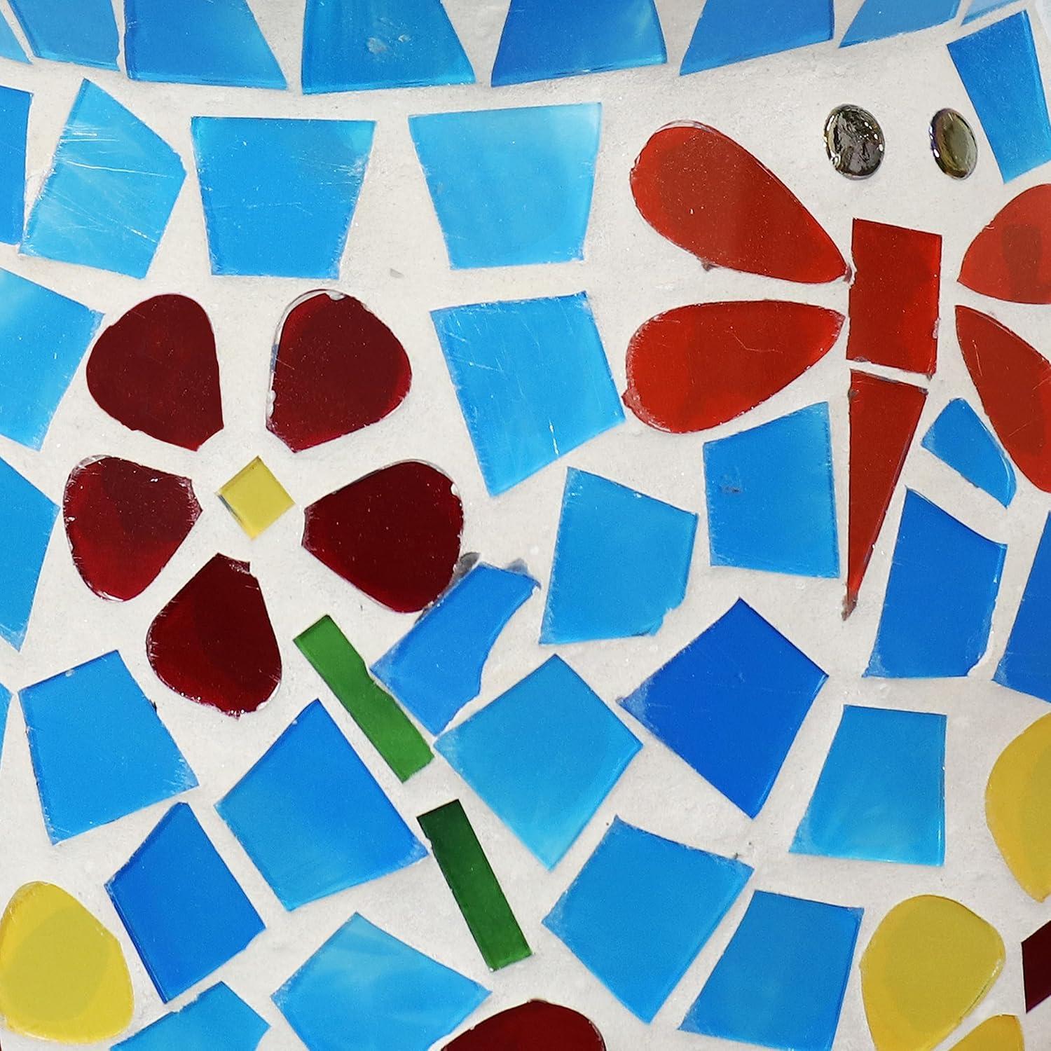 imageSunnydaze Spring Flowers Wind Bell Mosaic Glass Wind Chime Bell for The Patio Deck or Porch 7quot