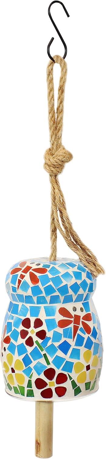 imageSunnydaze Spring Flowers Wind Bell Mosaic Glass Wind Chime Bell for The Patio Deck or Porch 7quot