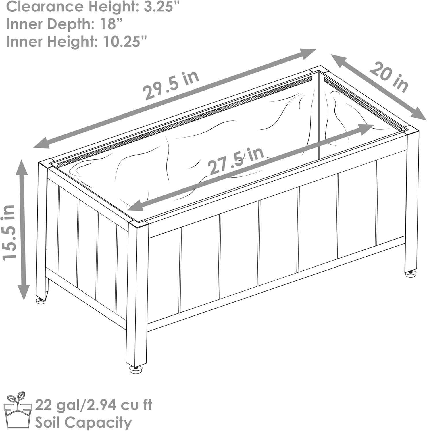 imageSunnydaze SteelFramed Acacia Wood Rectangular Planter Box 155quot H Wooden Raised Garden Bed with Removable Planter Bag NaturalNatural