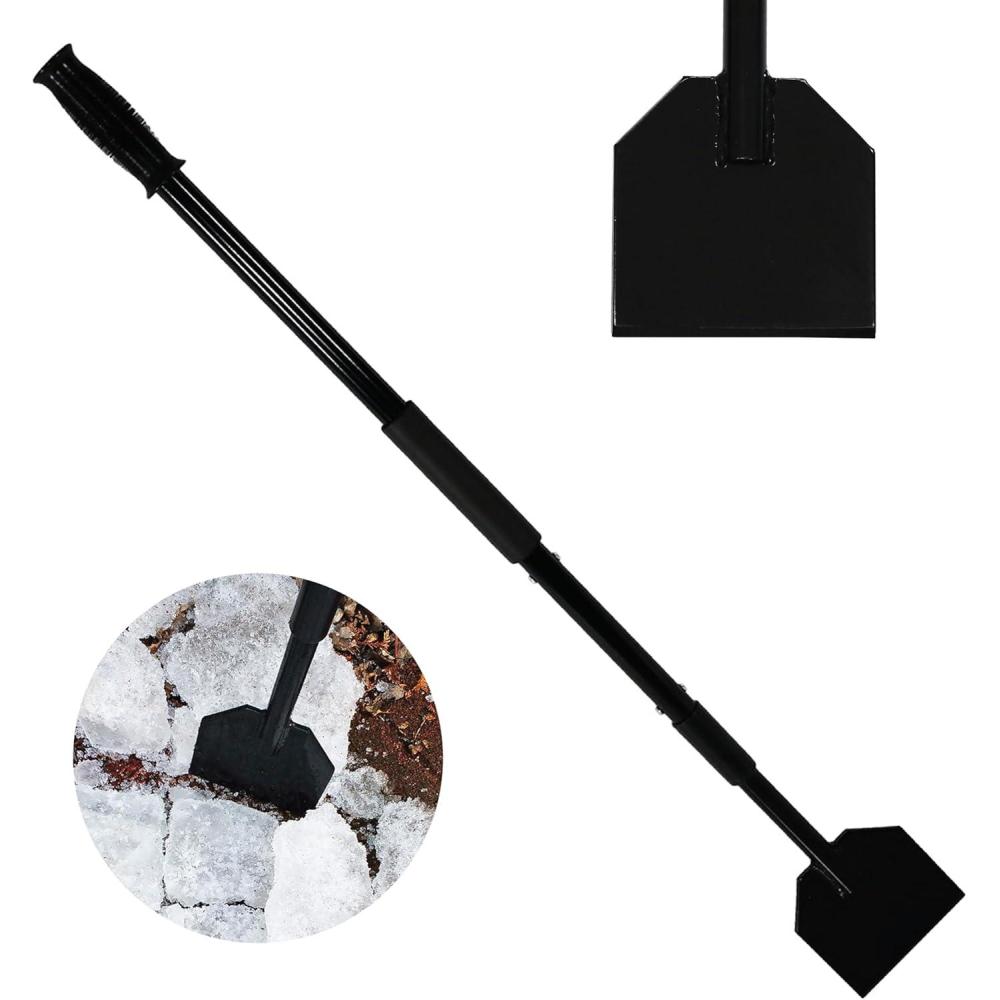 imageHeavyDuty Long Handle Ice Scraper ampamp Chopper Steel Flat Head Shovel Floor Scraper for Gardens Driveways ampamp Sidewalks
