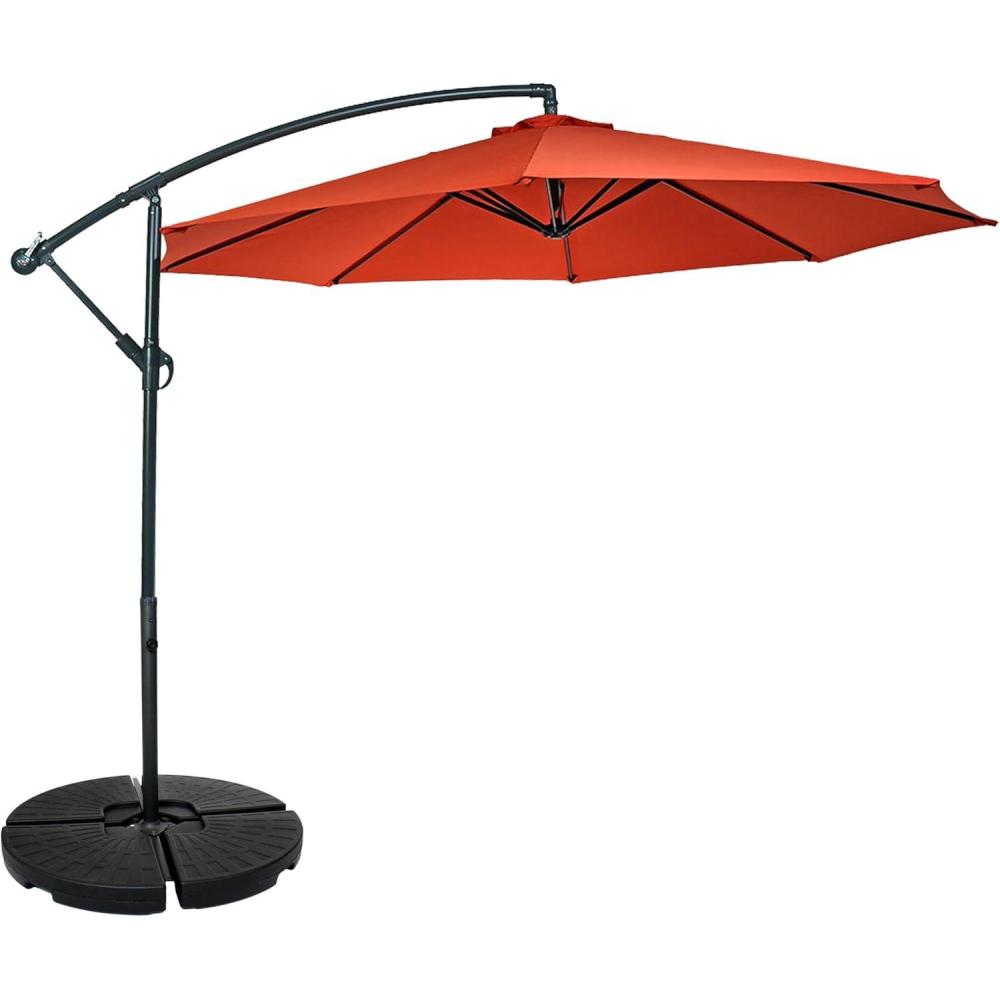 imageSunnydaze 10 Offset Cantilever Patio Umbrella Polyester Canopy and Steel Pole CrossBaseBurnt Orange