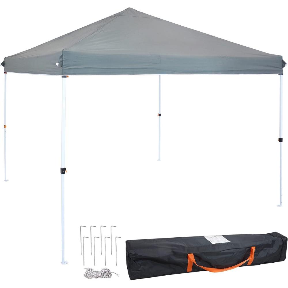 imageSunnydaze 12 x 12 Foot Standard Pop Up Canopy with Carry Bag Straight Leg Folding Outdoor Shade Shelter GrayGray