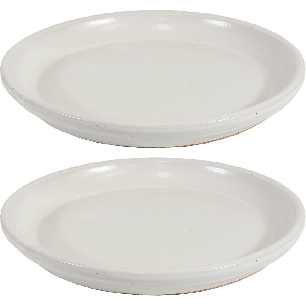 imageSunnydaze 12Inch Ceramic Plant Saucers  Plant Drip Trays for Outdoor Planter Flower Pot Drainage  Set of 2  Imperial BluePearl