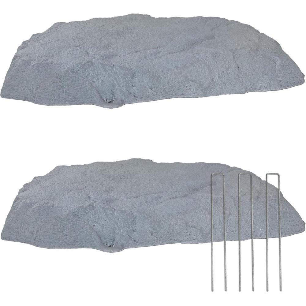 imageSunnydaze 14 H Polyresin Faux Landscape Rock Cover Lightweight Fake Rock Well Pump Cover for Outside Gray 2PackGray
