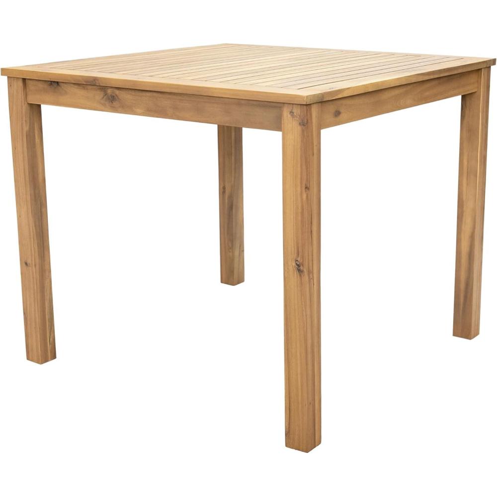 imageSunnydaze 3375quot W Outdoor Dining Table for 4 Rodanthe Acacia Wood Outdoor Table for Patio Square Natural Oil Finish Seats 4 People