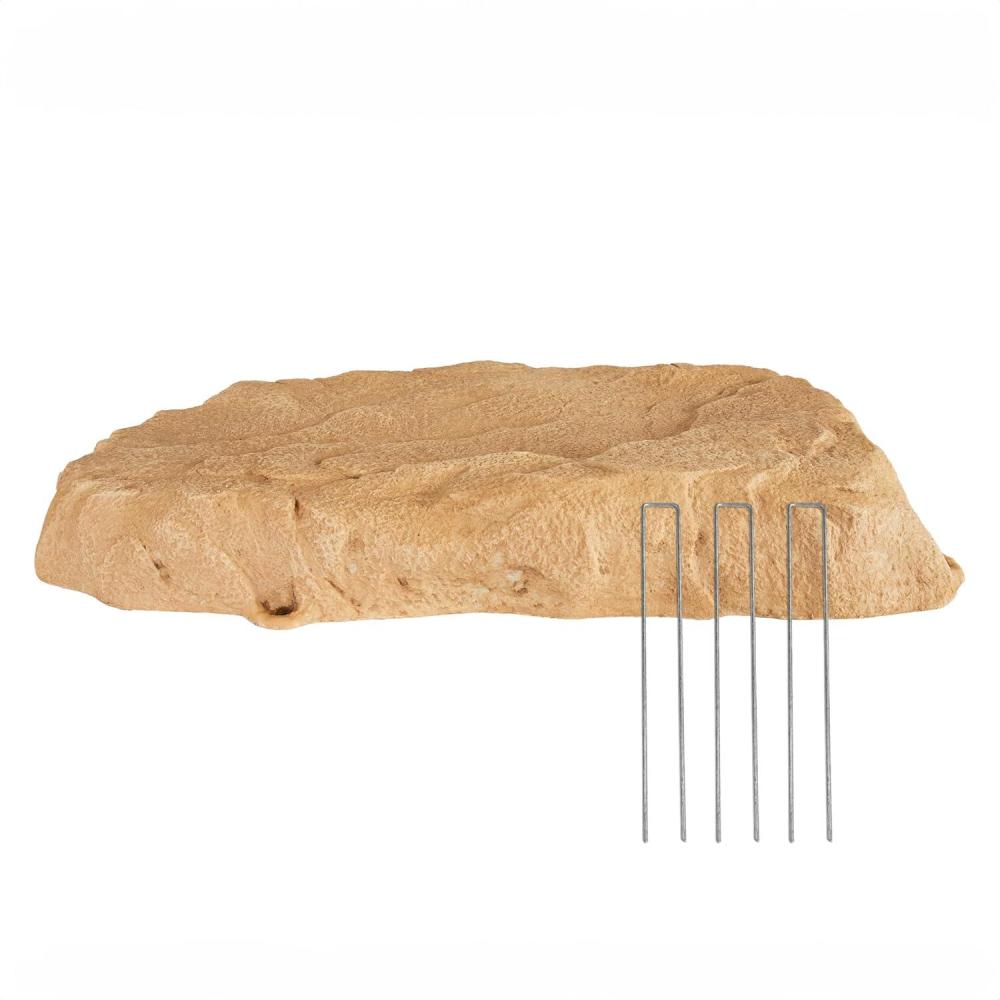 imageSunnydaze 35 H Polyresin Faux Landscape Rock Cover Lightweight Fake Rock Well Pump Cover for Outside BrownSand