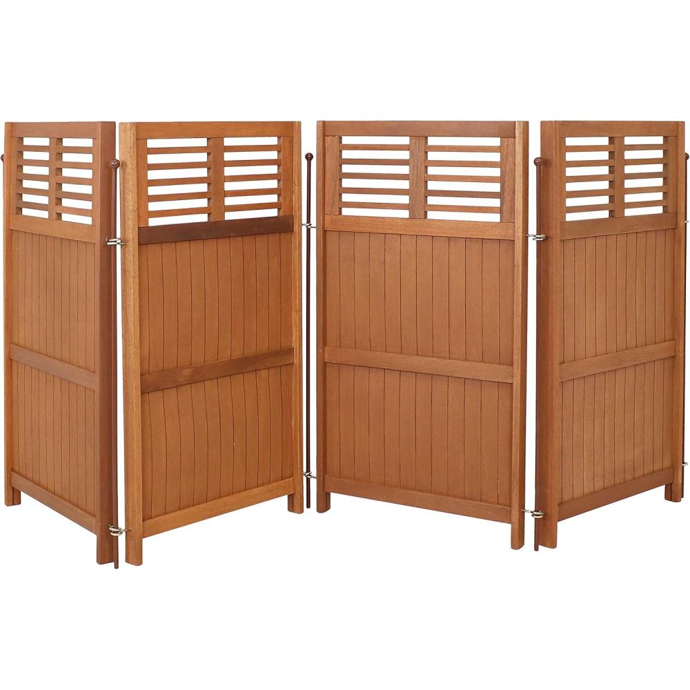 imageSunnydaze 44quot H Folding Outdoor Wood Privacy Screen Portable Outdoor Privacy Screen for The Patio or Deck