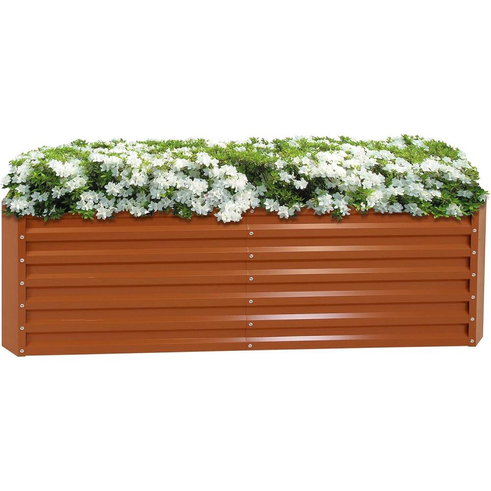 imageSunnydaze 71Inch Rectangular Raised Garden Bed  Galvalume Steel Vegetable Flower Bed Planter Kit  SilverBrown