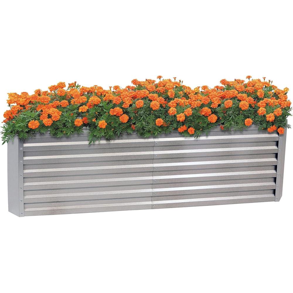 imageSunnydaze 71Inch Rectangular Raised Garden Bed  Galvalume Steel Vegetable Flower Bed Planter Kit  SilverSilver