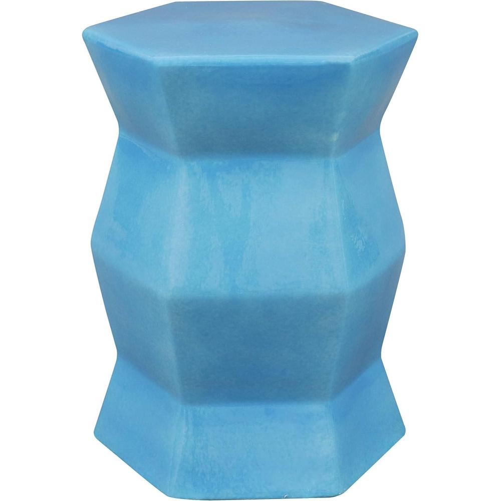 imageSunnydaze Moderno Hexagon Ceramic Garden Stool Side Table Indoor or Outdoor 1725Inch H White Glazed FinishMoonstone