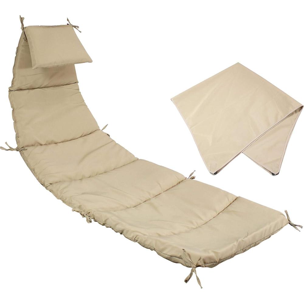 imageSunnydaze Outdoor Hanging Lounge Chair Replacement Cushion and Floating Umbrella Fabric Only Curved Swing Chair Cushion Replacement TealBeige
