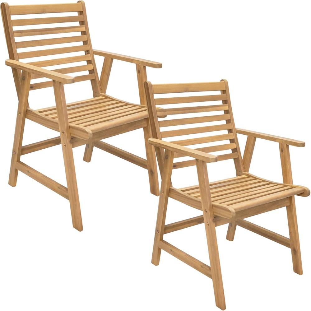 imageSunnydaze Outdoor Patio Chairs Set of 2  Hatteras Outdoor Dining Chairs for Patio  Acacia Wood Furniture Balcony Set for 2  Natural Wood