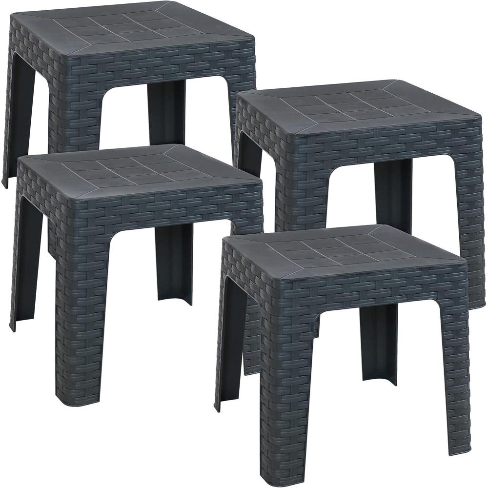 imageSunnydaze Outdoor Side Table for Backyard or Front Porch  Plastic Adirondack Square End Table for Patio or Poolside  Gray  Set of 44