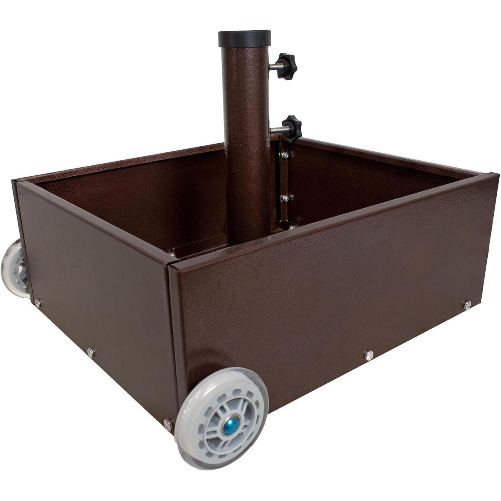 imageSunnydaze Outdoor Umbrella Base with Wheels Patio Umbrella Stand Planter for Patio Umbrellas with 2quot Diameter Poles 100 lb Capacity BlackBronze