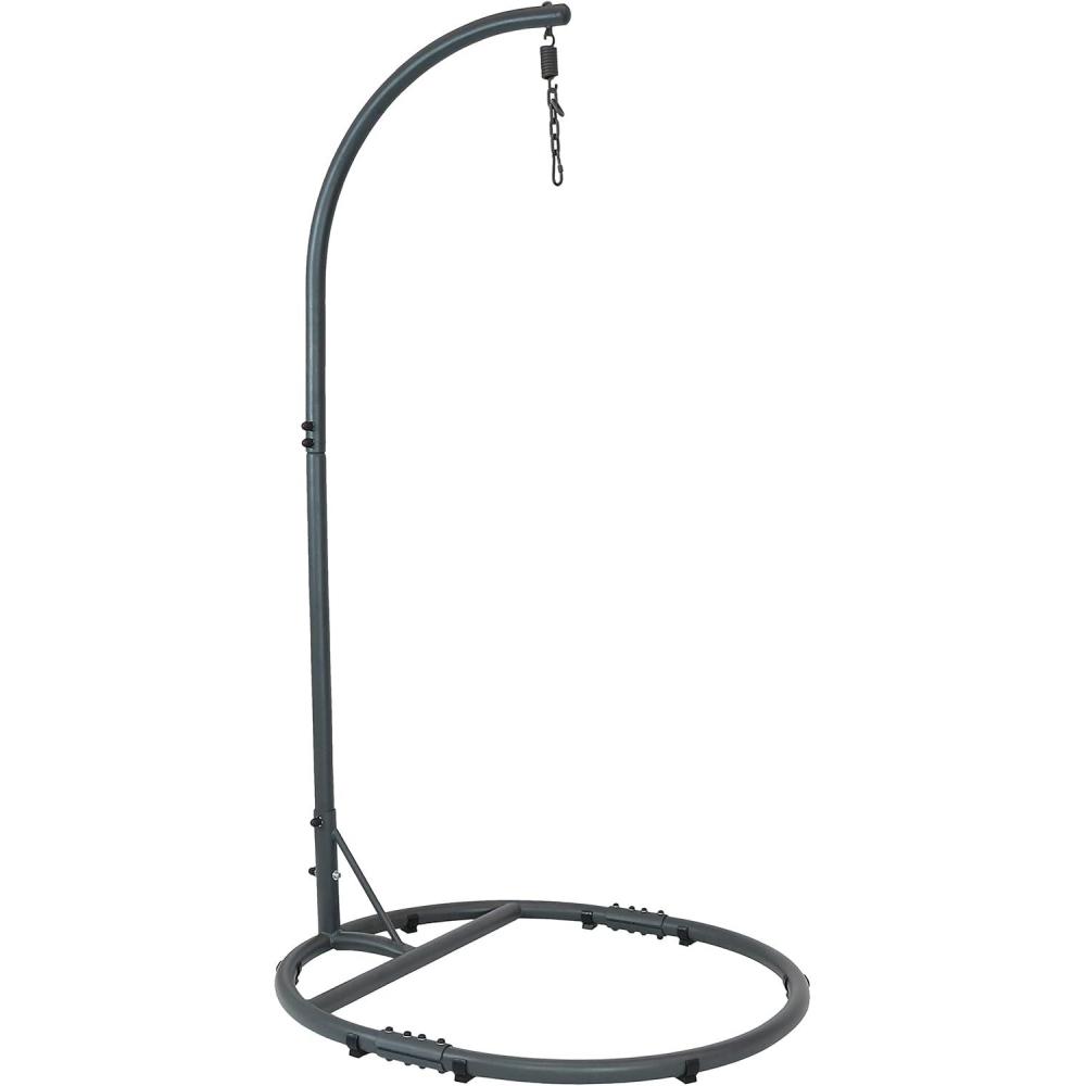 imageSunnydaze Steel Egg Chair Stand with ExtraWide Round Base  Black PowderCoated Finish  76 Inches H