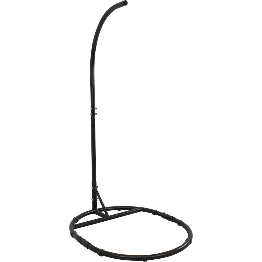 imageSunnydaze Steel Egg Chair Stand with ExtraWide Round Base  Black PowderCoated Finish  Hardware Included 76 Inches Tall