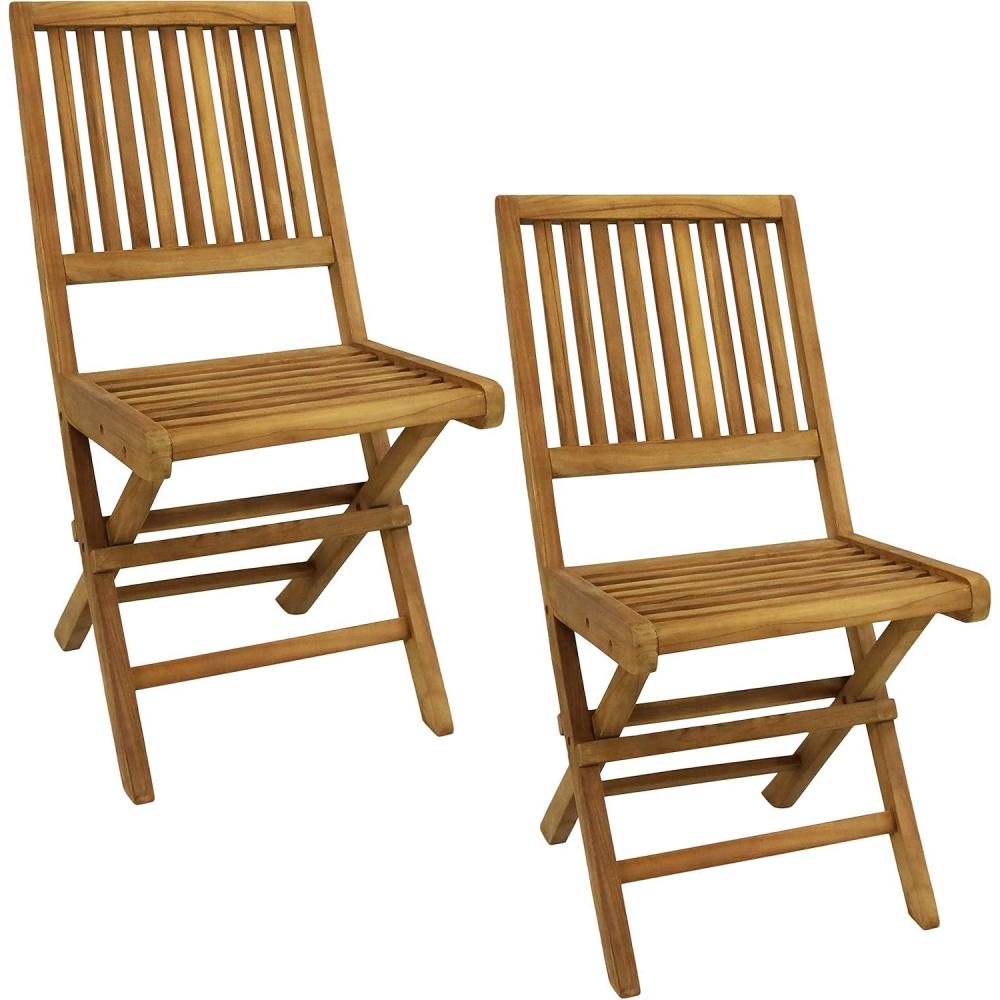 imageSunnydaze Teak Furniture Chairs Teak Outdoor Furniture Wooden Folding Chairs for Patio Light Wood Stain Finish Set of 22