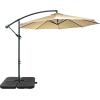 Sunnydaze 10′ Offset Cantilever Patio Umbrella – Polyester Canopy and Steel Pole – Cross-Base(Beige)
