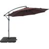 Sunnydaze 10′ Offset Cantilever Patio Umbrella – Polyester Canopy and Steel Pole – Cross-Base(Brown)